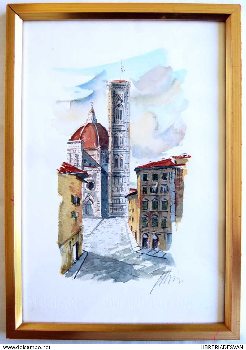 Acuarela Original De Ciudad Europea. Firmada. Enmarcada - Zeitgenössische Kunst