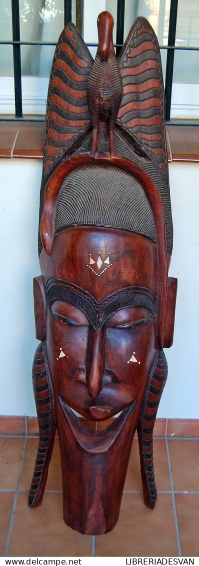 Máscara Africana Gigante De Madera Tallada En Una Sola Pieza 140 Cm De Alto - Arte Popolare