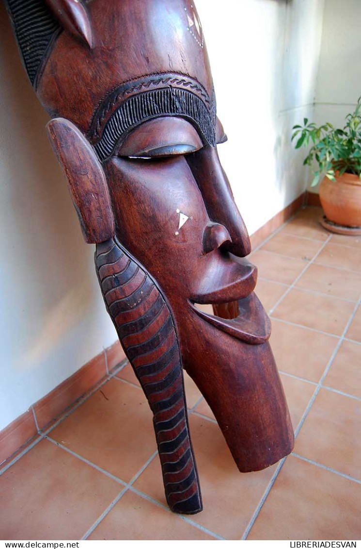 Máscara Africana Gigante De Madera Tallada En Una Sola Pieza 140 Cm De Alto - Popular Art