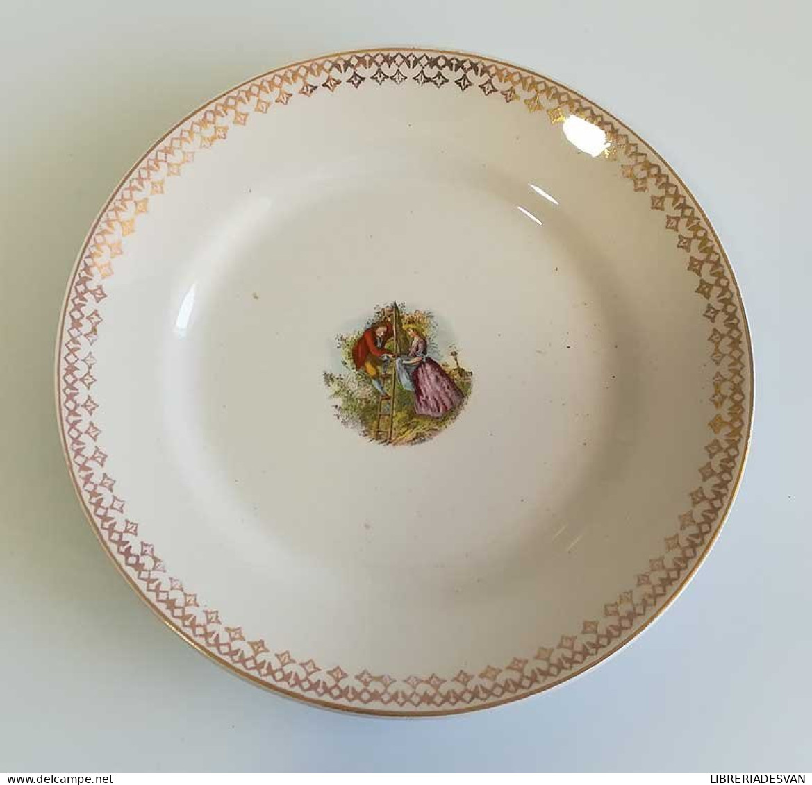 Antiguo Plato De Postre De Porcelana China Opaca De La Ibero Tanagra De Santander - Otros & Sin Clasificación