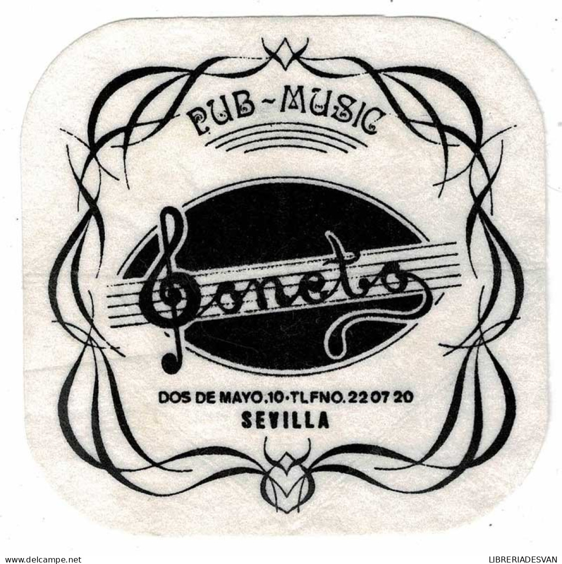 Posavasos Sonetos Pub Music. Sevilla. Años 80 - Sonstige & Ohne Zuordnung