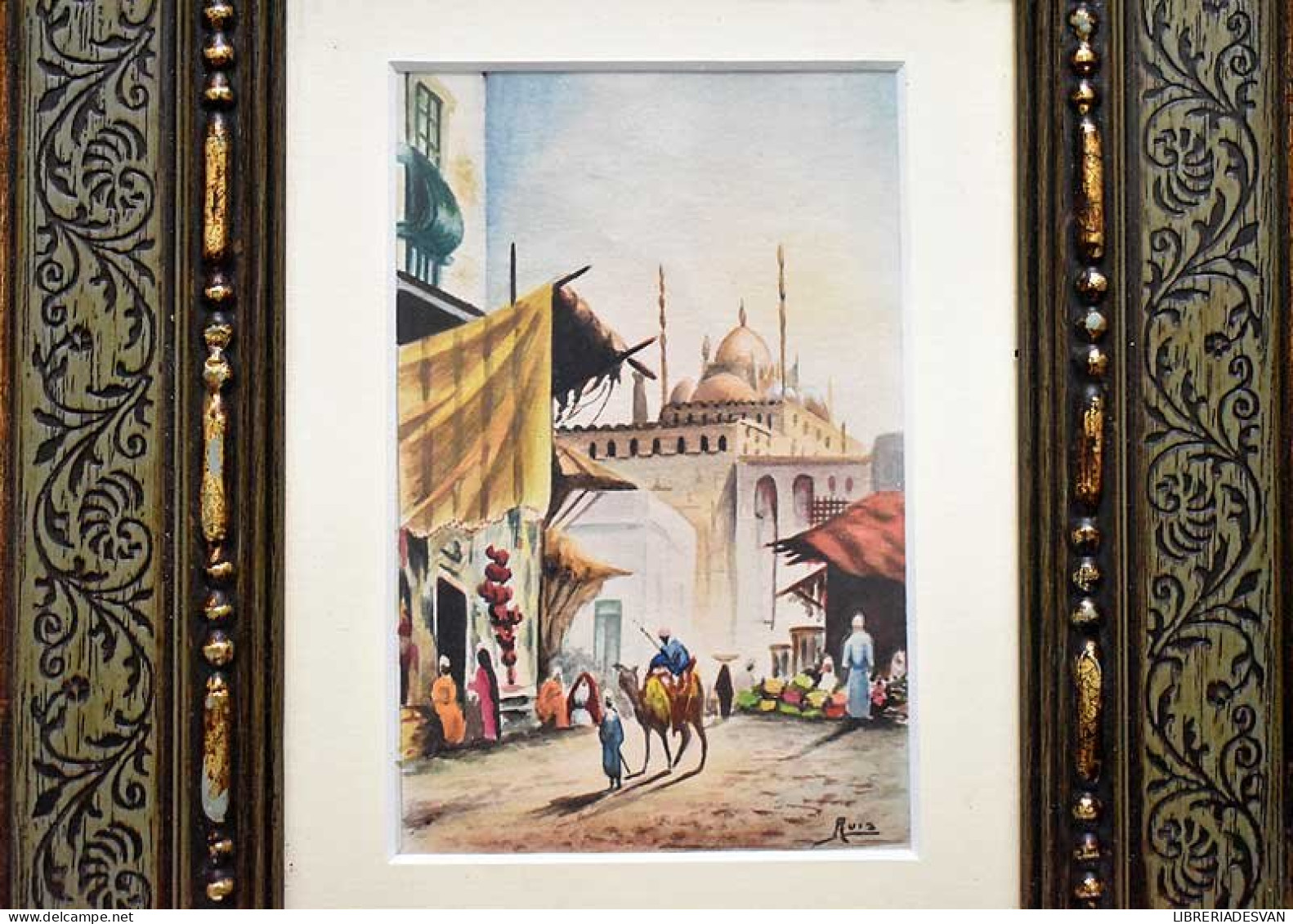 Acuarela Mercado Arabe. Firmado Ruiz - Zeitgenössische Kunst