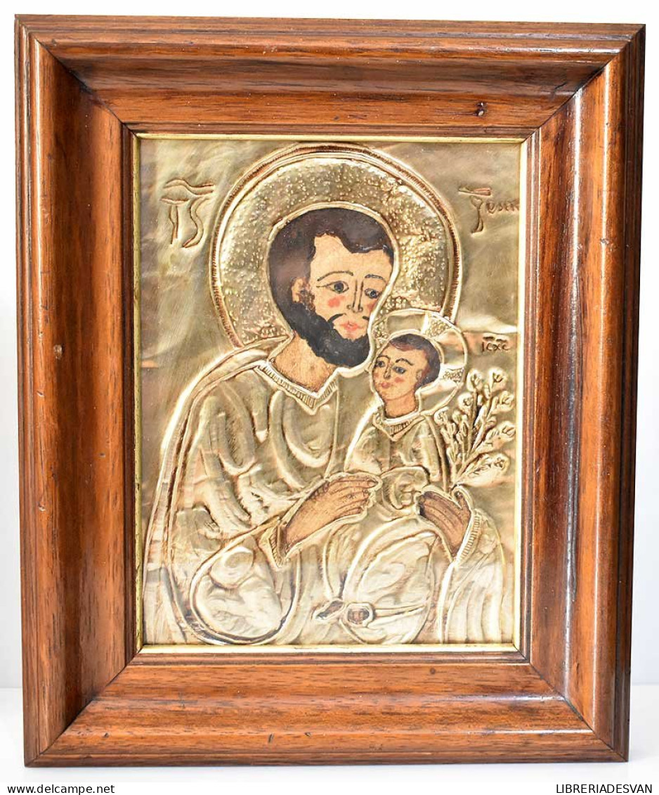 Cuadro Reproducción Icono San José Y El Niño Jesús. Escuela De Kiev S. XVIII - Hedendaagse Kunst