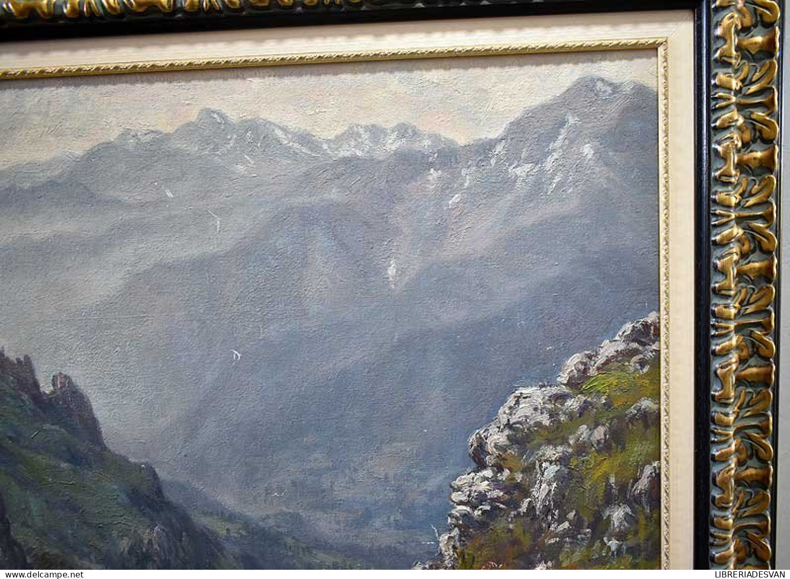 Paisaje de montaña. Oleo sobre tabla de Andrés Cerezo Mena