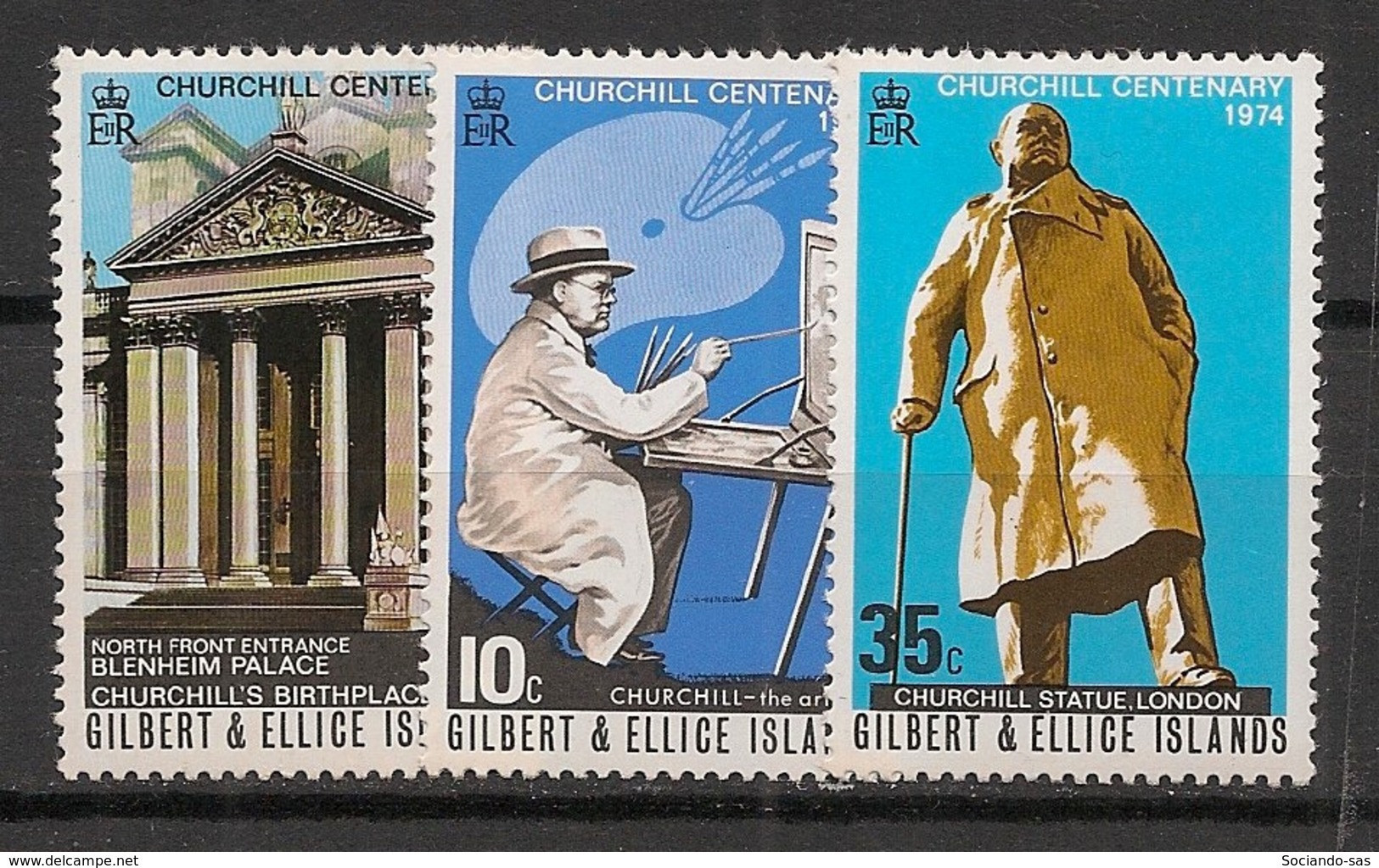 GILBERT & ELLICE - 1974 - N°YT. 229 à 231 - Sir Winston Churchill - Neuf Luxe ** / MNH / Postfrisch - Îles Gilbert Et Ellice (...-1979)