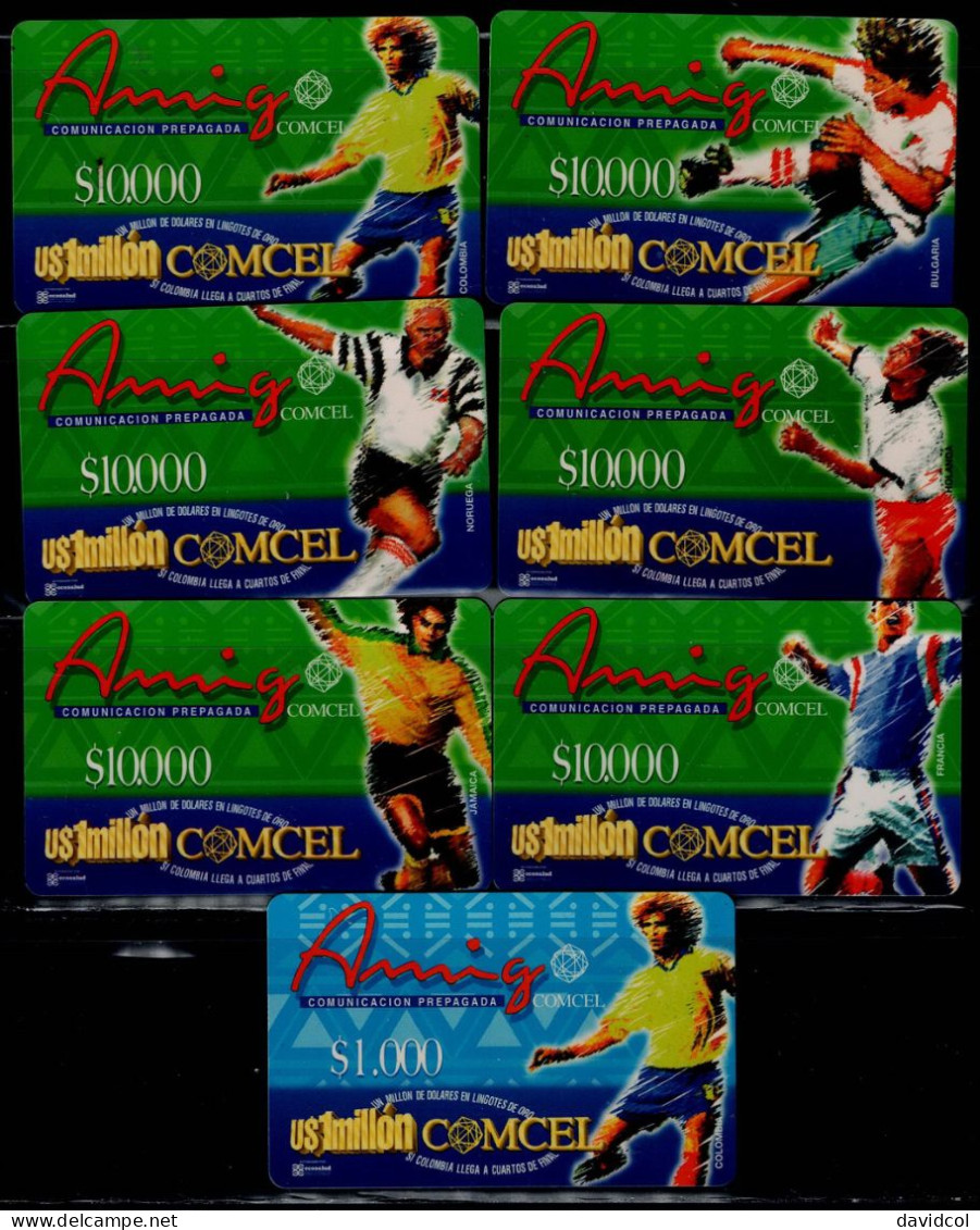 TT119-COLOMBIA PREPAID CARDS - 1998/1999 - USED - AMIGO - $ 10.000 - SOCCER PLAYERS - Colombia