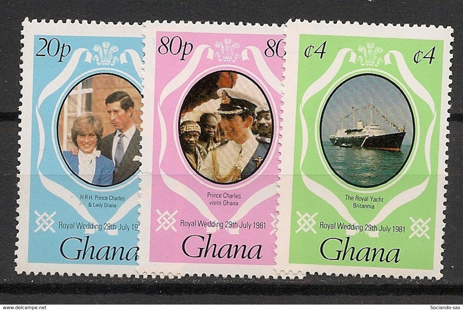 GHANA - 1981 - N°YT. 708 à 710 - Princess Diana - Neuf Luxe ** / MNH / Postfrisch - Ghana (1957-...)