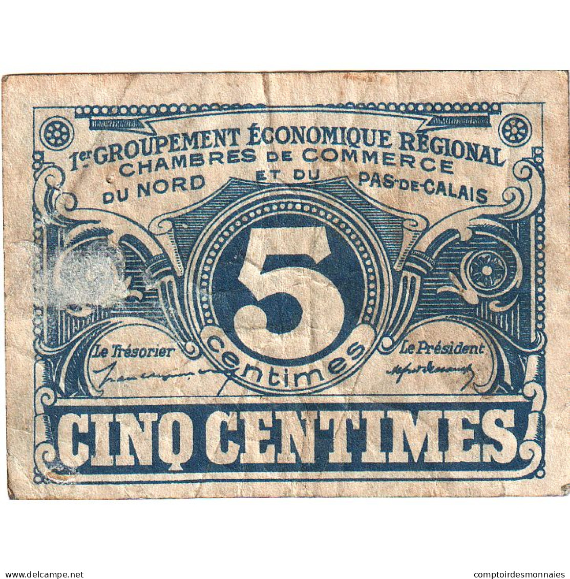 France, NORD-PAS DE CALAIS, 5 Centimes, TB, Pirot:94-1 - Chambre De Commerce
