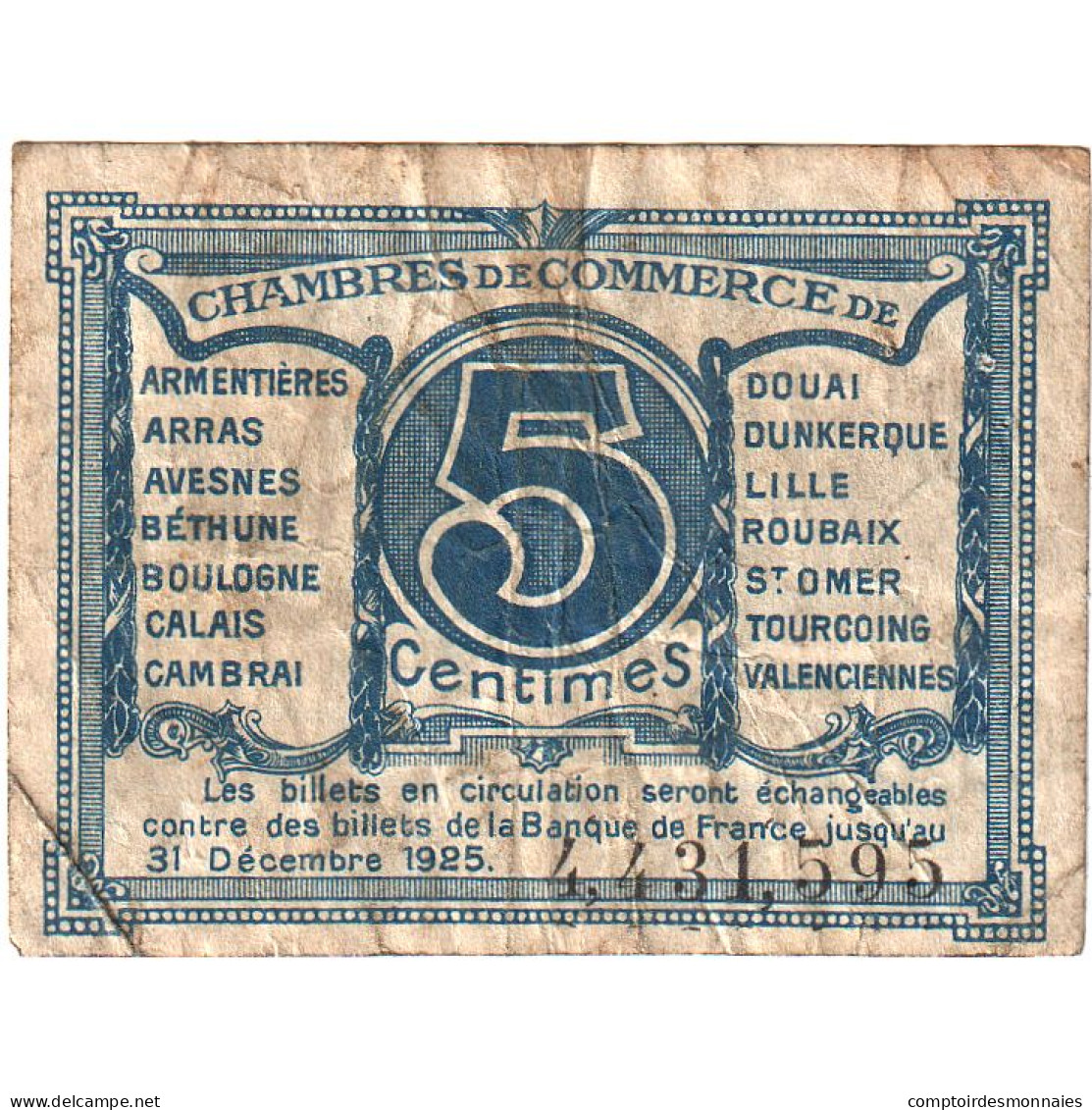 France, NORD-PAS DE CALAIS, 5 Centimes, TB, Pirot:94-1 - Handelskammer