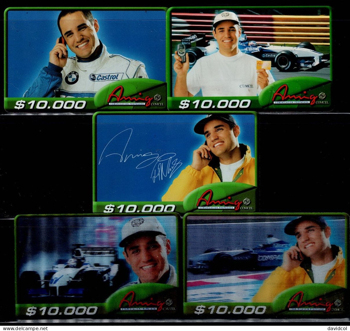 TT120-COLOMBIA PREPAID CARDS - 2004 - USED - AMIGO - $ 10.000 - ENCLOSED 2 3-D PLASTIC CARDS- JUAN PABLO MONTOYA (#1) - Kolumbien