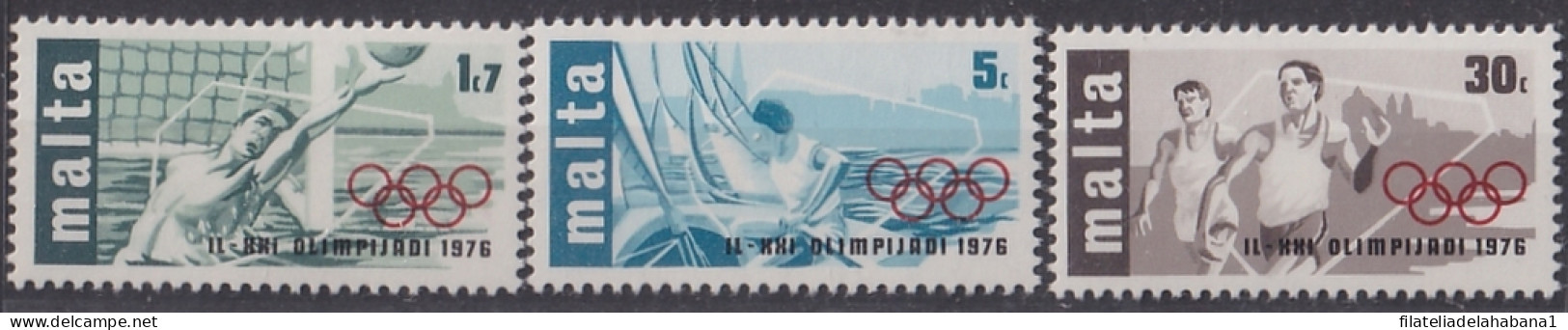 F-EX47597 MALTA MNH 1976 MONTREAL OLYMPIC GAMES ATHLETISM YACHTING WATERPOLO.  - Zomer 1976: Montreal