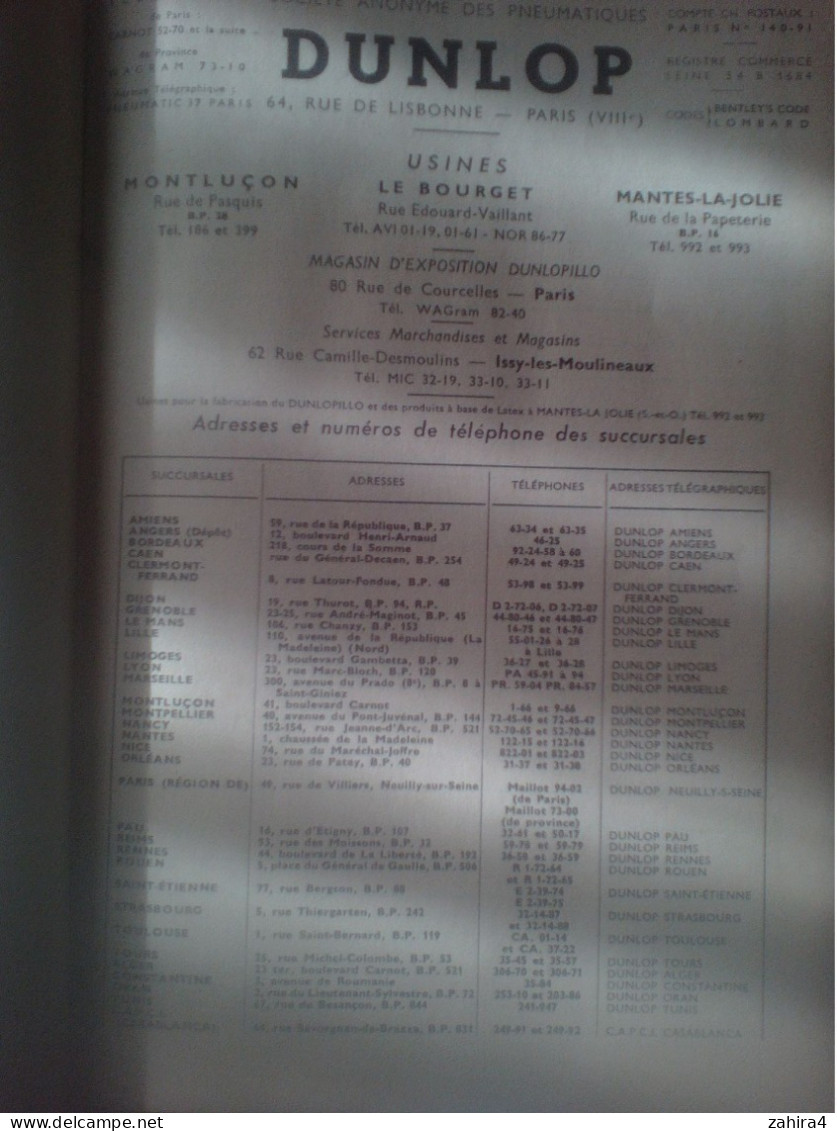 Agenda Dunlop 1957 Montluçon Le Bourget Mantes Le Jolie - Queques Manque 1 Au 4 Janvier Nombreux écrits Pneus - Pubblicitari