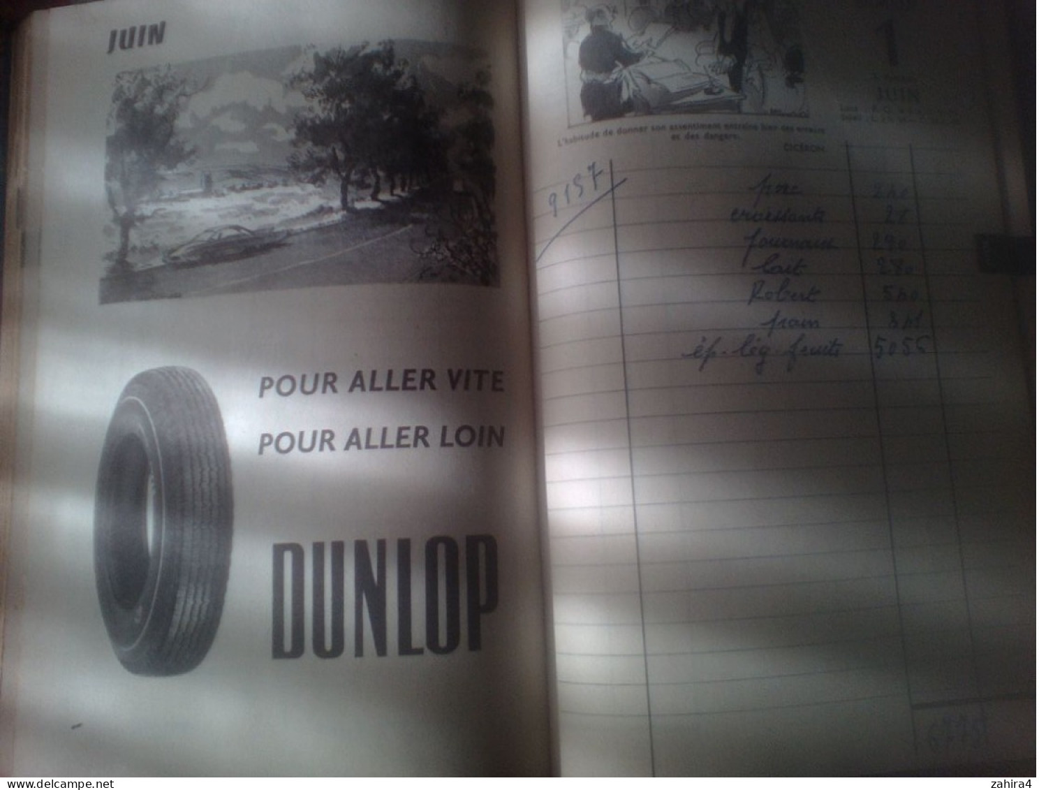 Agenda Dunlop 1957 Montluçon Le Bourget Mantes le Jolie - Queques manque 1 au 4 janvier Nombreux écrits Pneus