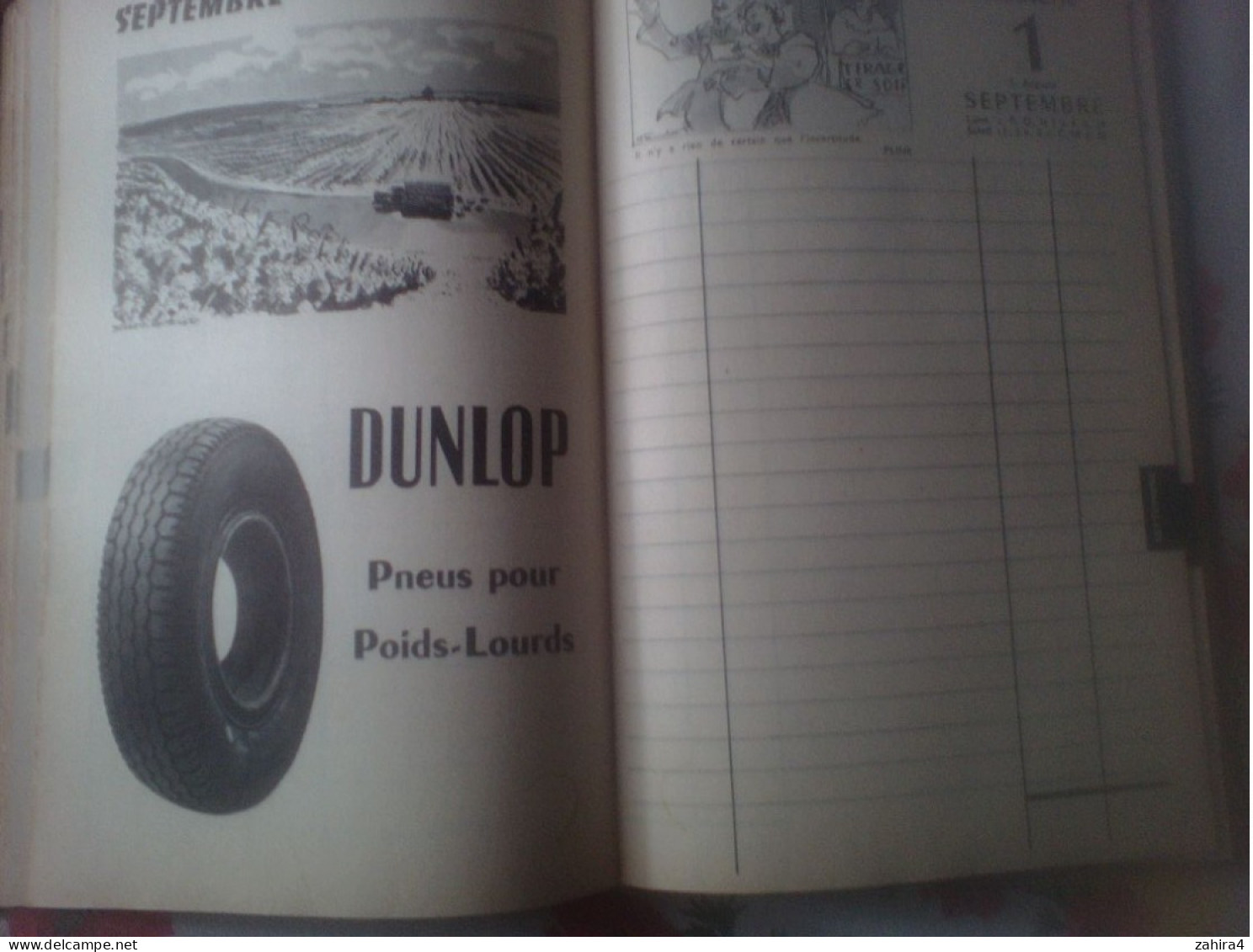 Agenda Dunlop 1957 Montluçon Le Bourget Mantes le Jolie - Queques manque 1 au 4 janvier Nombreux écrits Pneus