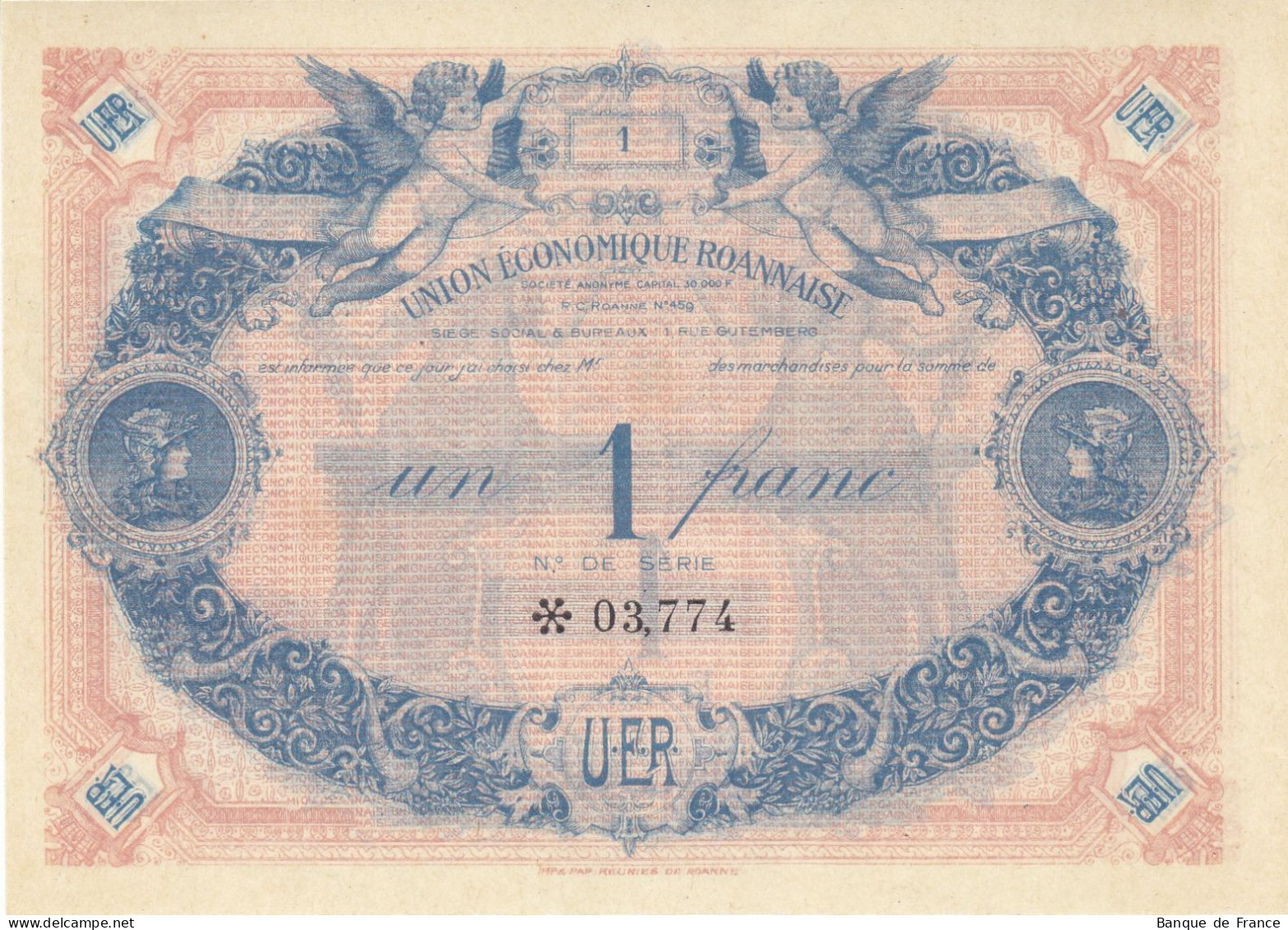 1 F Union économique Roannaise 1929 Type C NEUF - Bonds & Basic Needs