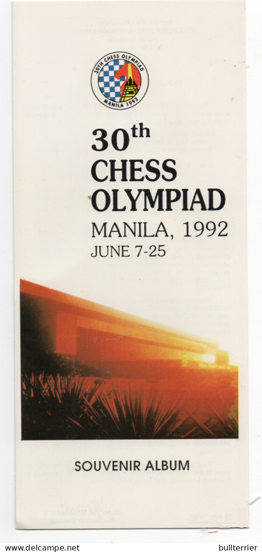 PHILIPPINES- 1992 - MANILLA CHESS OLYMPIAD SET OF 2 + S/SHEETS IN SPECIAL FOLDER INT NEVER HINGED - Filippine