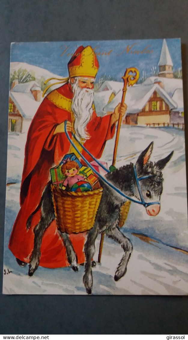 CPM VIVE SAINT NICOLAS SUR SON ANE PAYSAGE NEIGE JOUETS HOTTE  J L P CHARME 230/2 - Sinterklaas