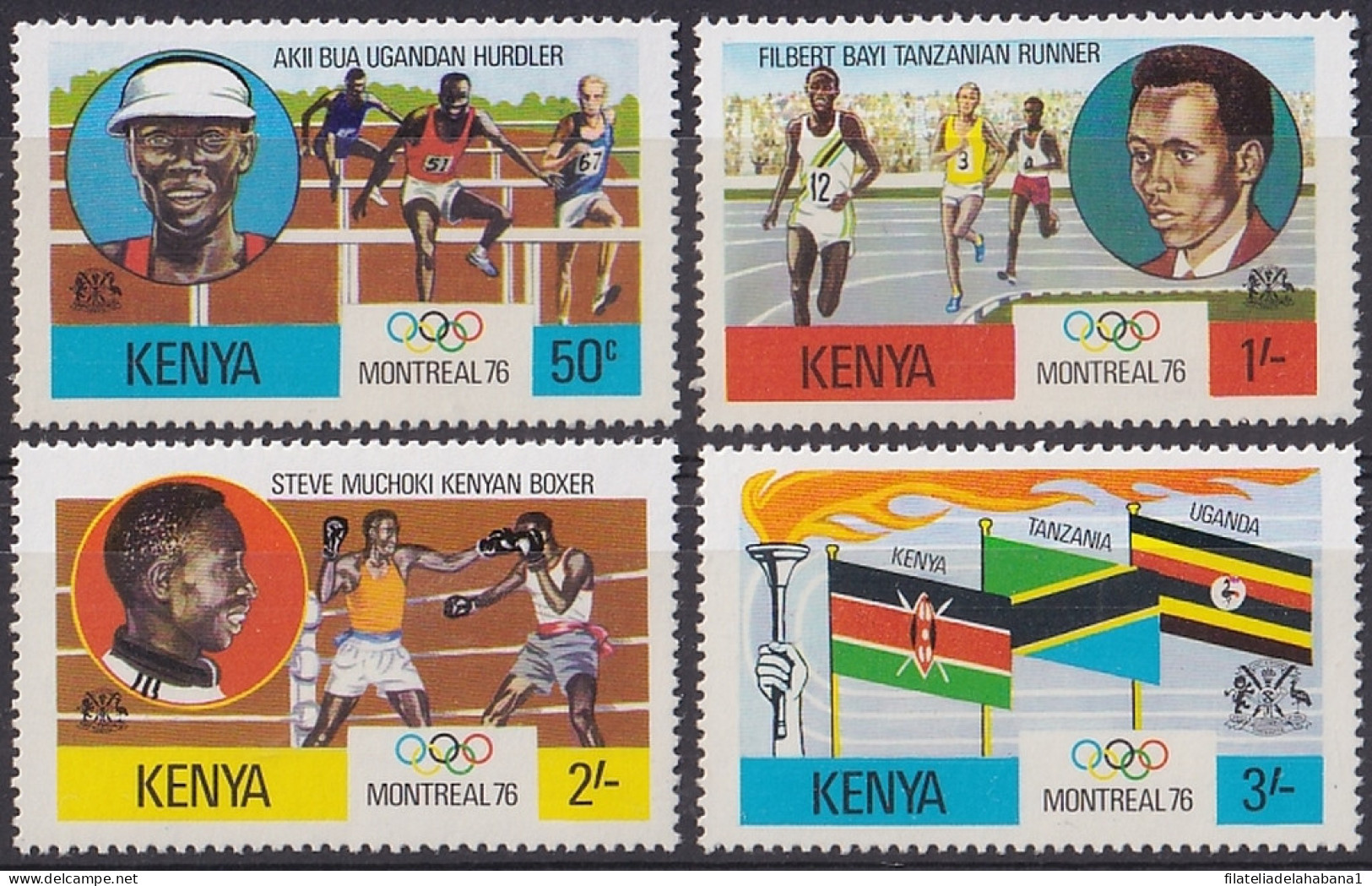 F-EX47610 KENYA MNH 1976 MONTREAL OLYMPIC GAMES ATHLETISM BOXING SPORT HURDLES TORCH.  - Sommer 1976: Montreal