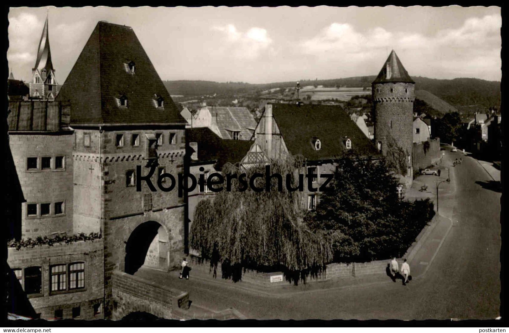 ÄLTERE POSTKARTE MAYEN EIFEL BRÜCKENTOR MIT MÜHLENTURM UND RINGSTRASSE Landkreis Koblenz Ansichtskarte Postcard Cpa - Mayen