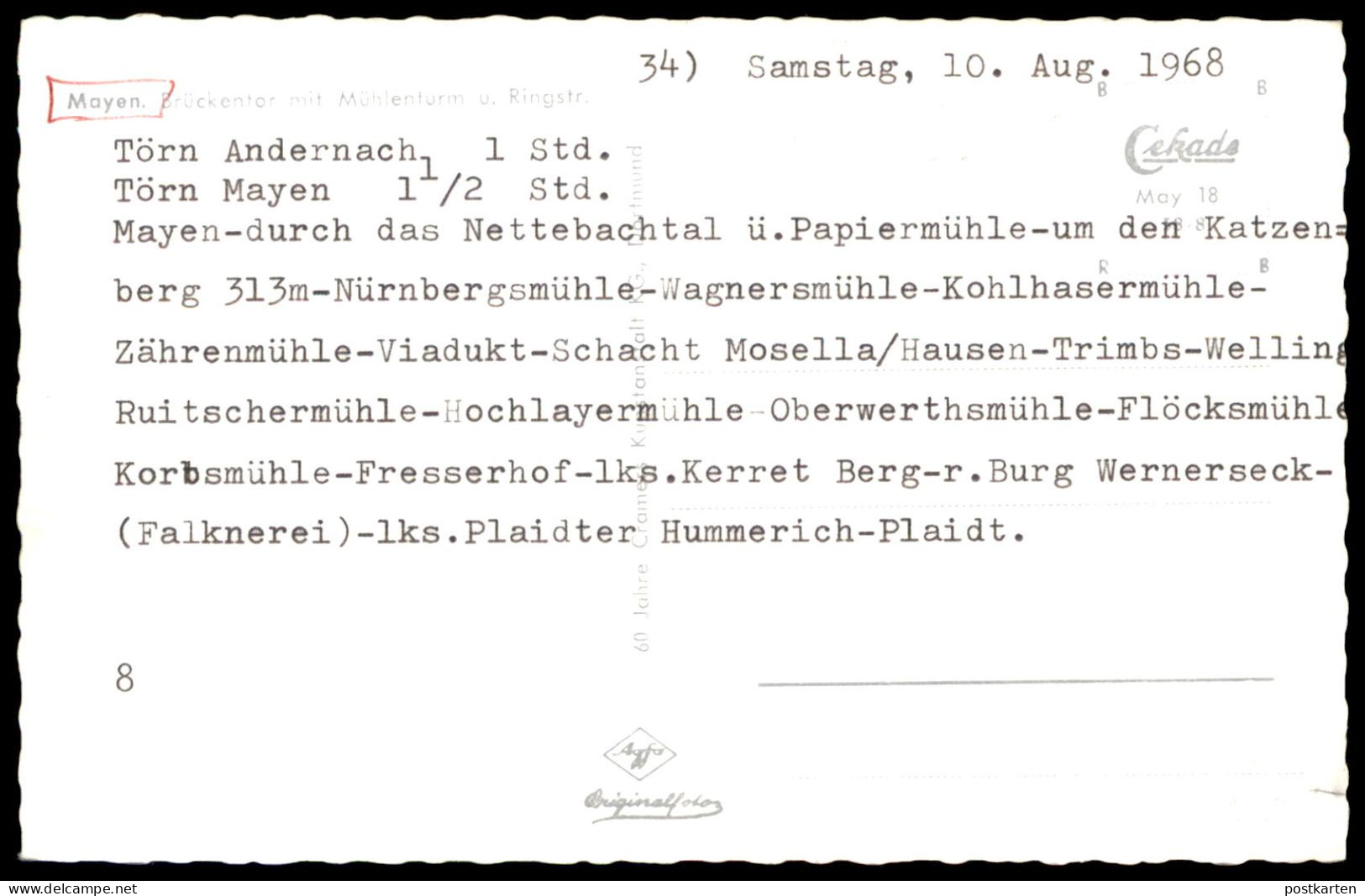 ÄLTERE POSTKARTE MAYEN EIFEL BRÜCKENTOR MIT MÜHLENTURM UND RINGSTRASSE Landkreis Koblenz Ansichtskarte Postcard Cpa - Mayen