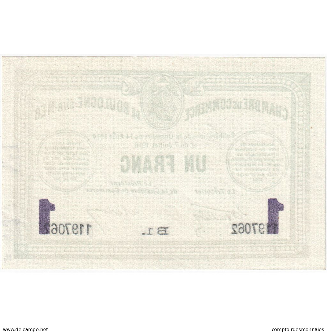 France, Boulogne-sur-Mer, 1 Franc, 1916, SUP, Pirot:31-19 - Camera Di Commercio