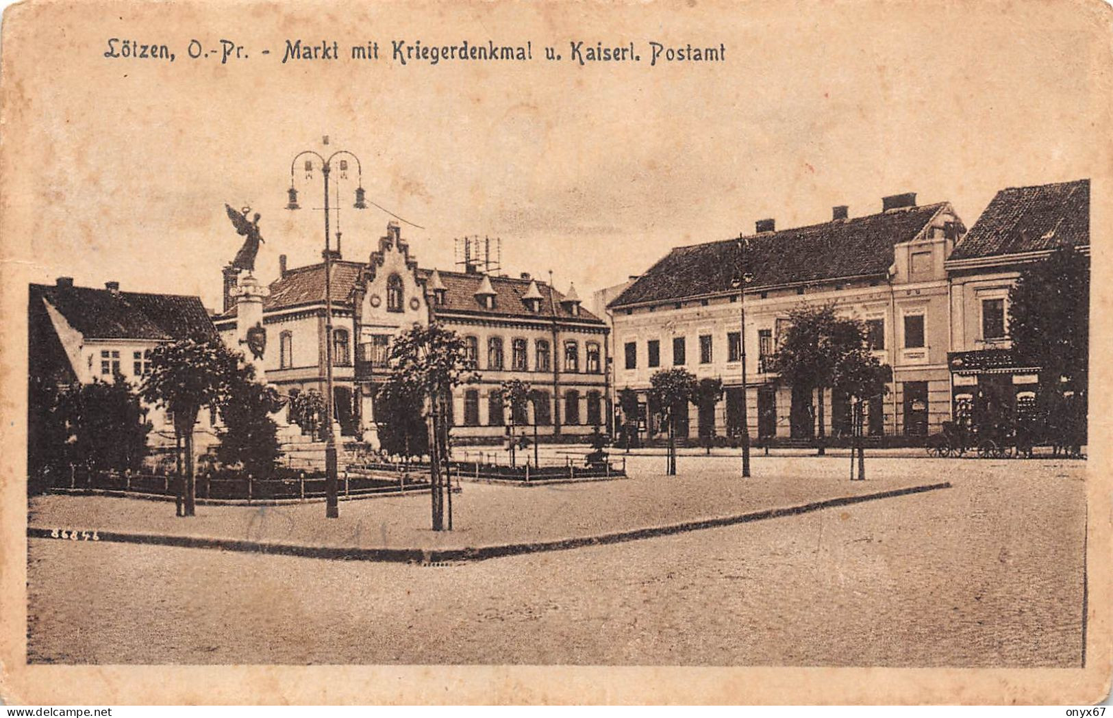 LÖTZEN-GIZYCKO-LEC-LUCZANY-Ostpreussen-Polen-Polska-Poland-Pologne-Markt Mit Kriegerdenkmal-Kaiserl. Postamt - Polonia