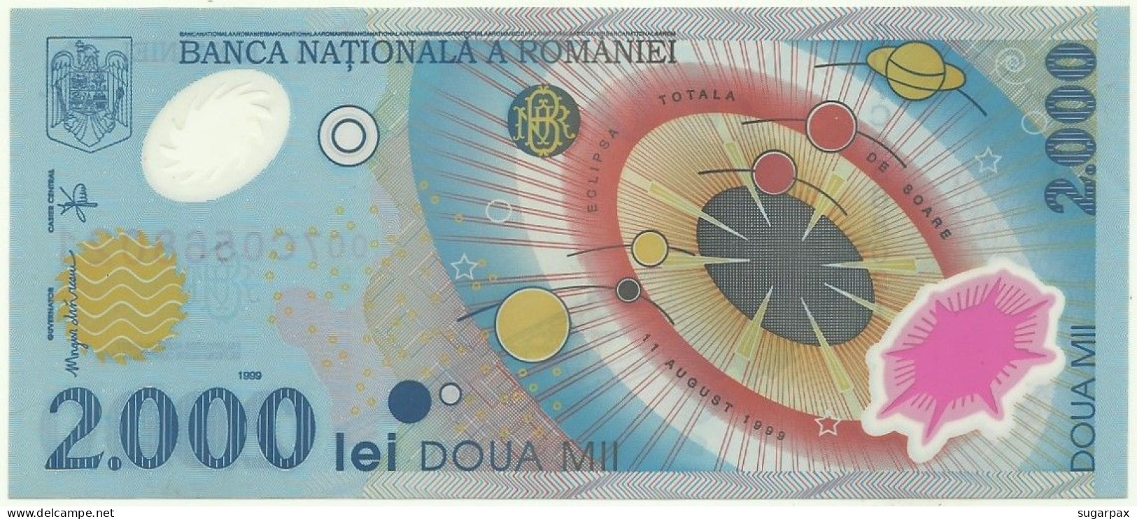 ROMANIA - 2.000 Lei - 1999 - Pick 111.a - Unc. - Série 007C - Total Solar ECLIPSE Commemorative POLYMER - 2000 - Rumania