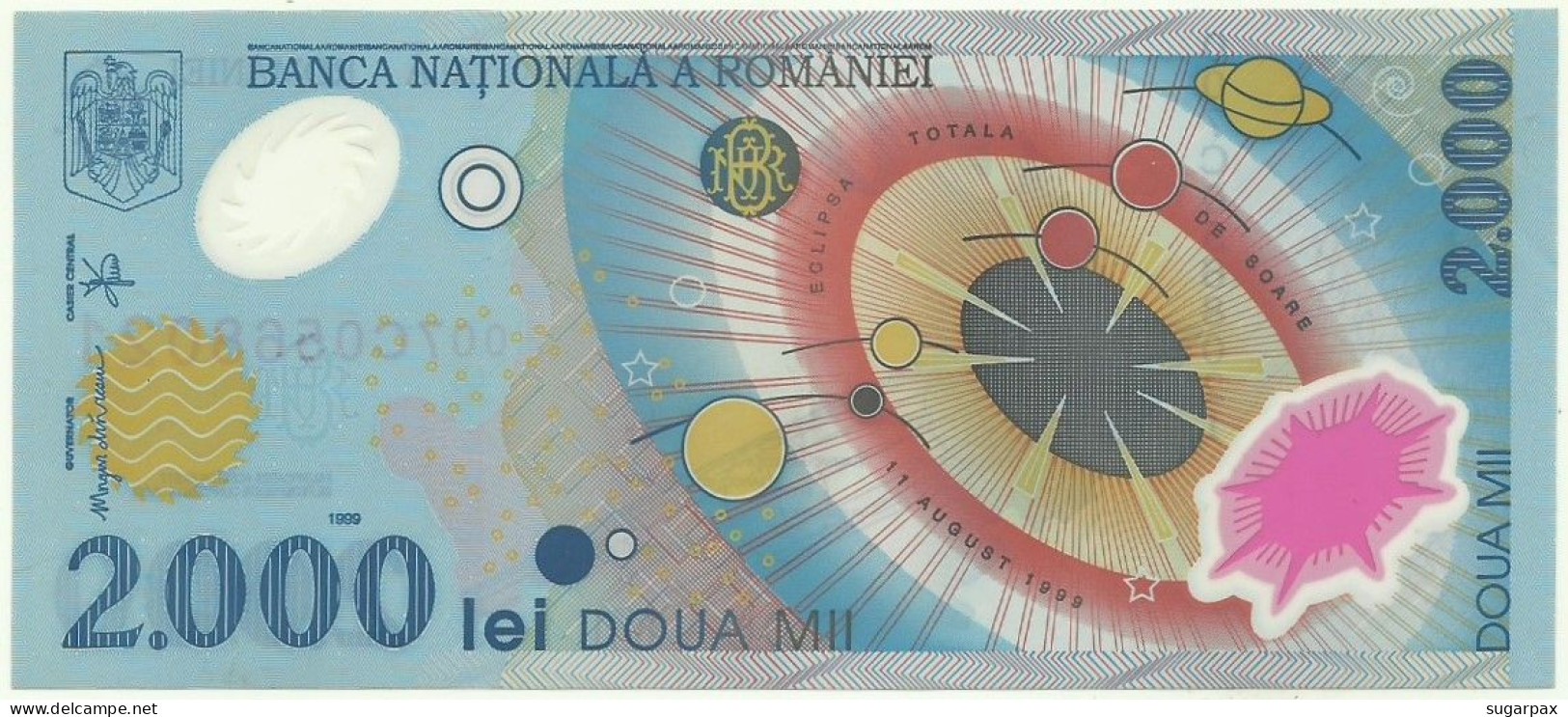 ROMANIA - 2.000 Lei - 1999 - Pick 111.a - Unc. - Série 007C - Total Solar ECLIPSE Commemorative POLYMER - 2000 - Roumanie