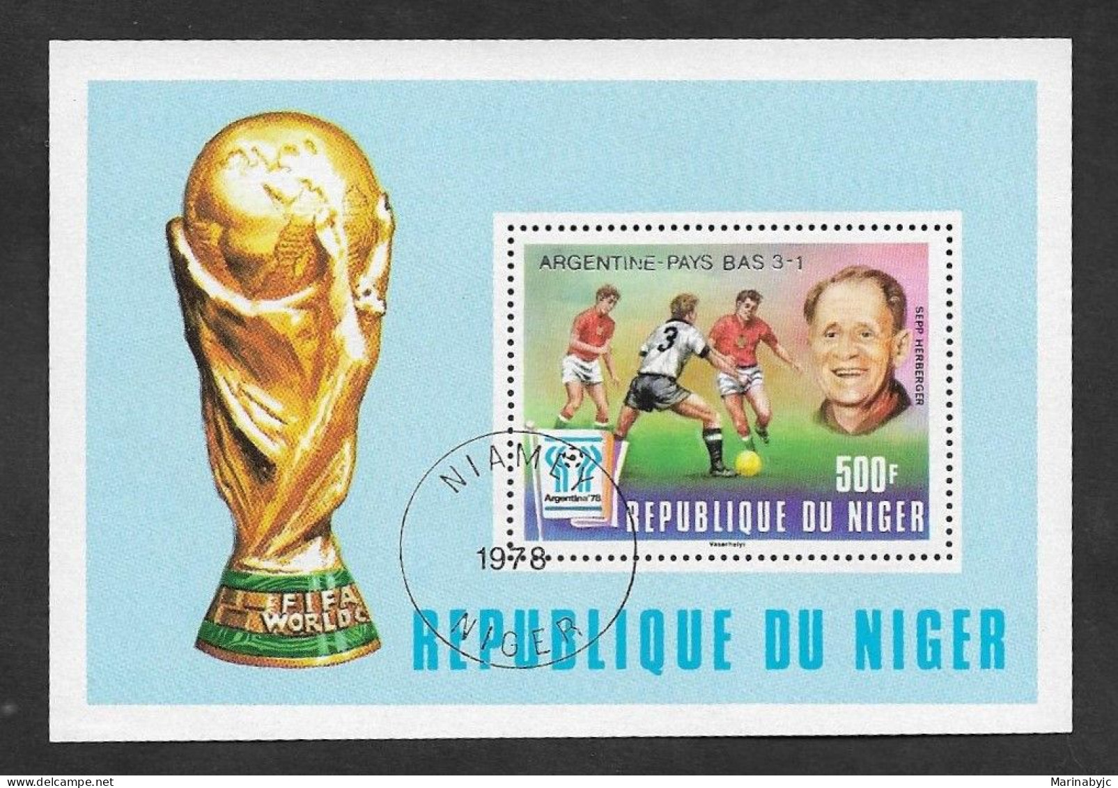 SE)1978 NIGER  FROM THE SPORTS SERIES, ARGENTINA FOOTBALL WORLD CUP '78, SOUVENIR SHEET, CTO - Niger (1960-...)