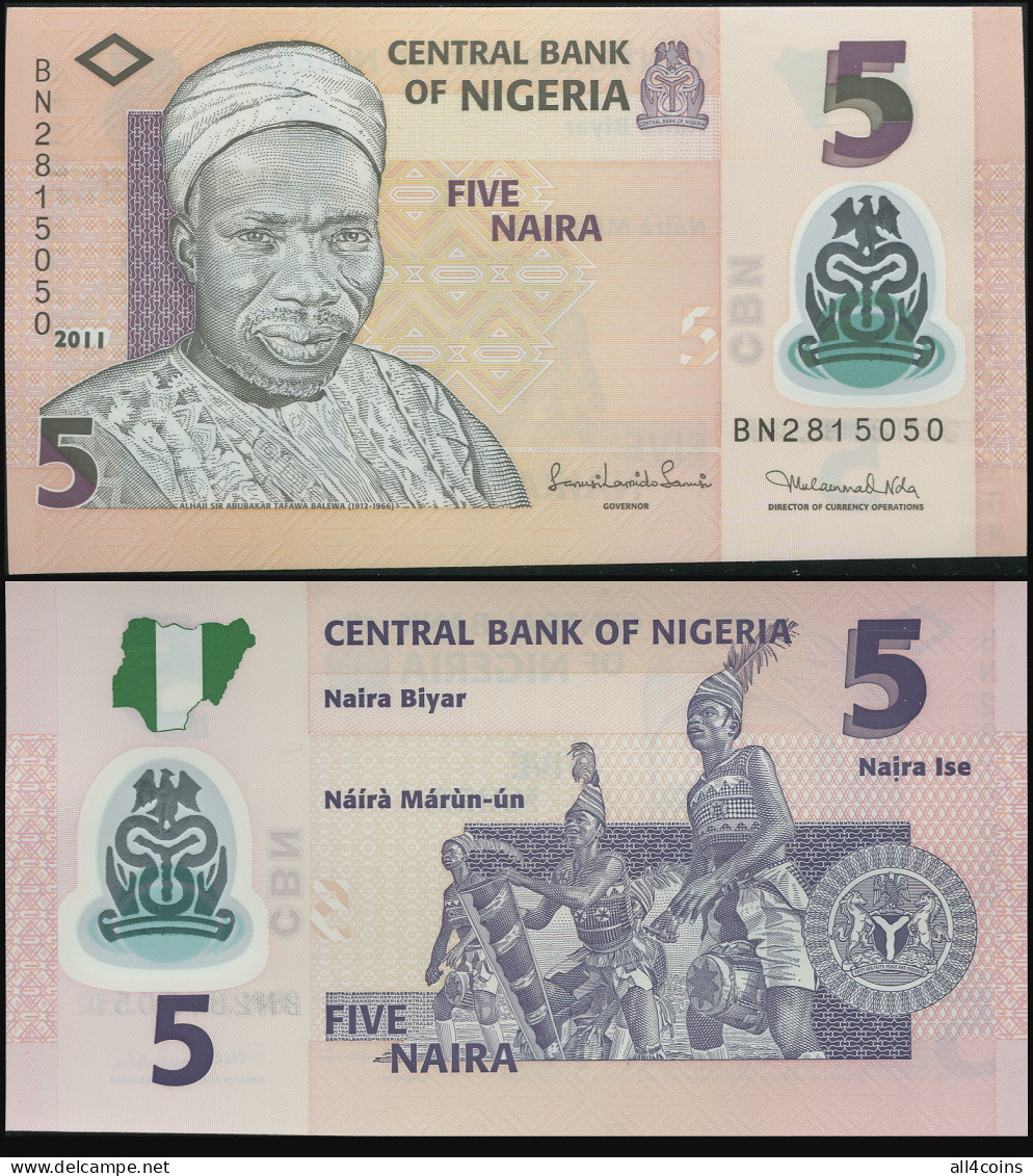Nigeria 5 Naira. 2011 Polymer Unc. Banknote Cat# P.38d - Nigeria