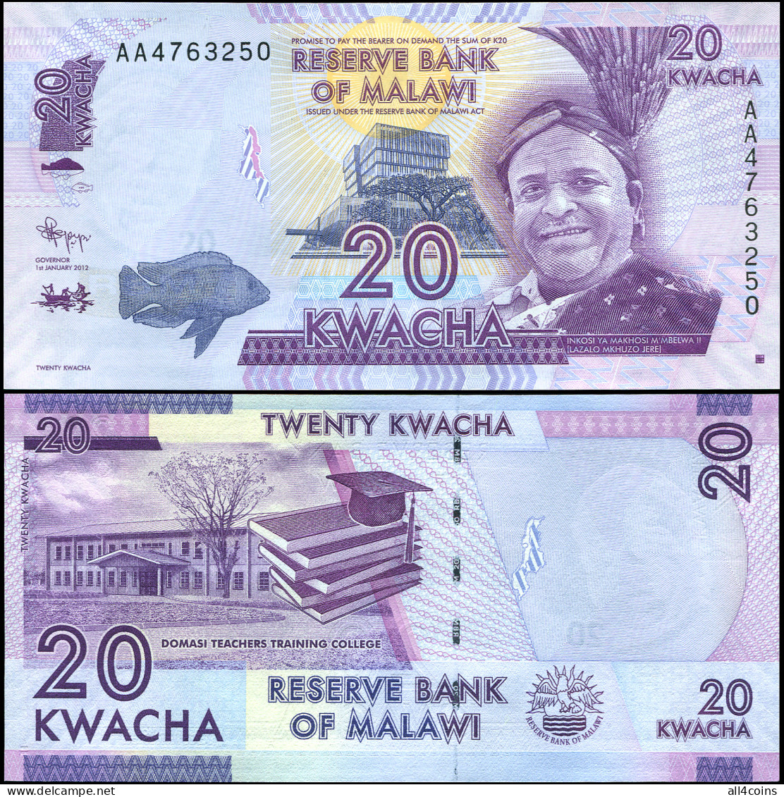 Malawi 20 Kwacha. 01.01.2012 Unc. Banknote Cat# P.57a - Malawi