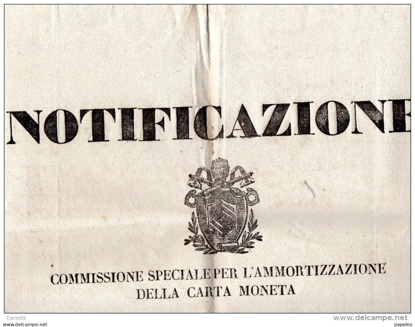 1850 ROMA GRANDE MANIFESTO 50X70 -  COMMISSIONE SPECIALE PER L'AMMORTIZZAZIONE DELLA CARTA MONETA - Posters