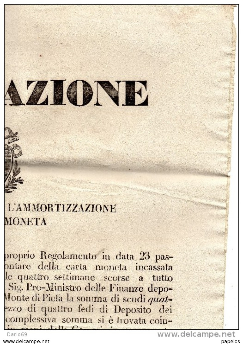 1850 ROMA GRANDE MANIFESTO 50X70 -  COMMISSIONE SPECIALE PER L'AMMORTIZZAZIONE DELLA CARTA MONETA - Posters