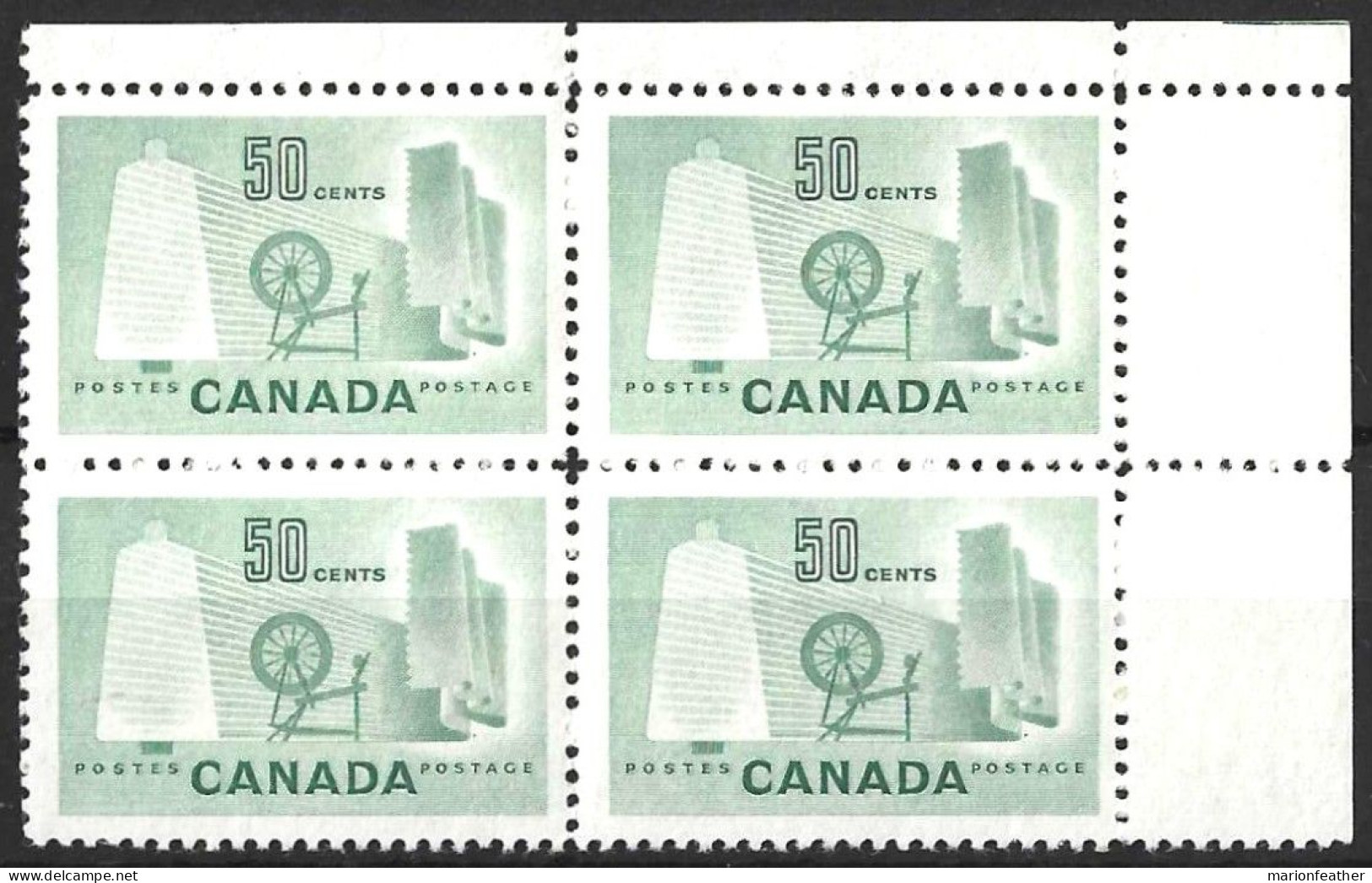 CANADA...QUEEN ELIZABETH II...(1952-22..)..." 1953."....50c X BLOCK OF 4.....MARGINAL.....SG462......MNH.... - Blocks & Kleinbögen