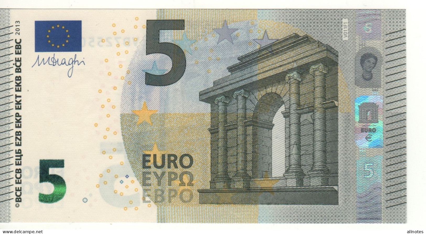 5 EURO  "Spain"   DRAGHI    V 011 F1   VB7255052551    /  FDS - UNC - 5 Euro