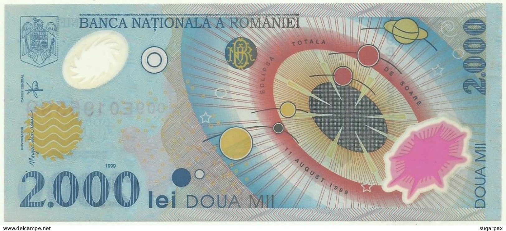 ROMANIA - 2.000 Lei - 1999 - Pick 111.a - Unc. - Série 009E - Total Solar ECLIPSE Commemorative POLYMER - 2000 - Roumanie