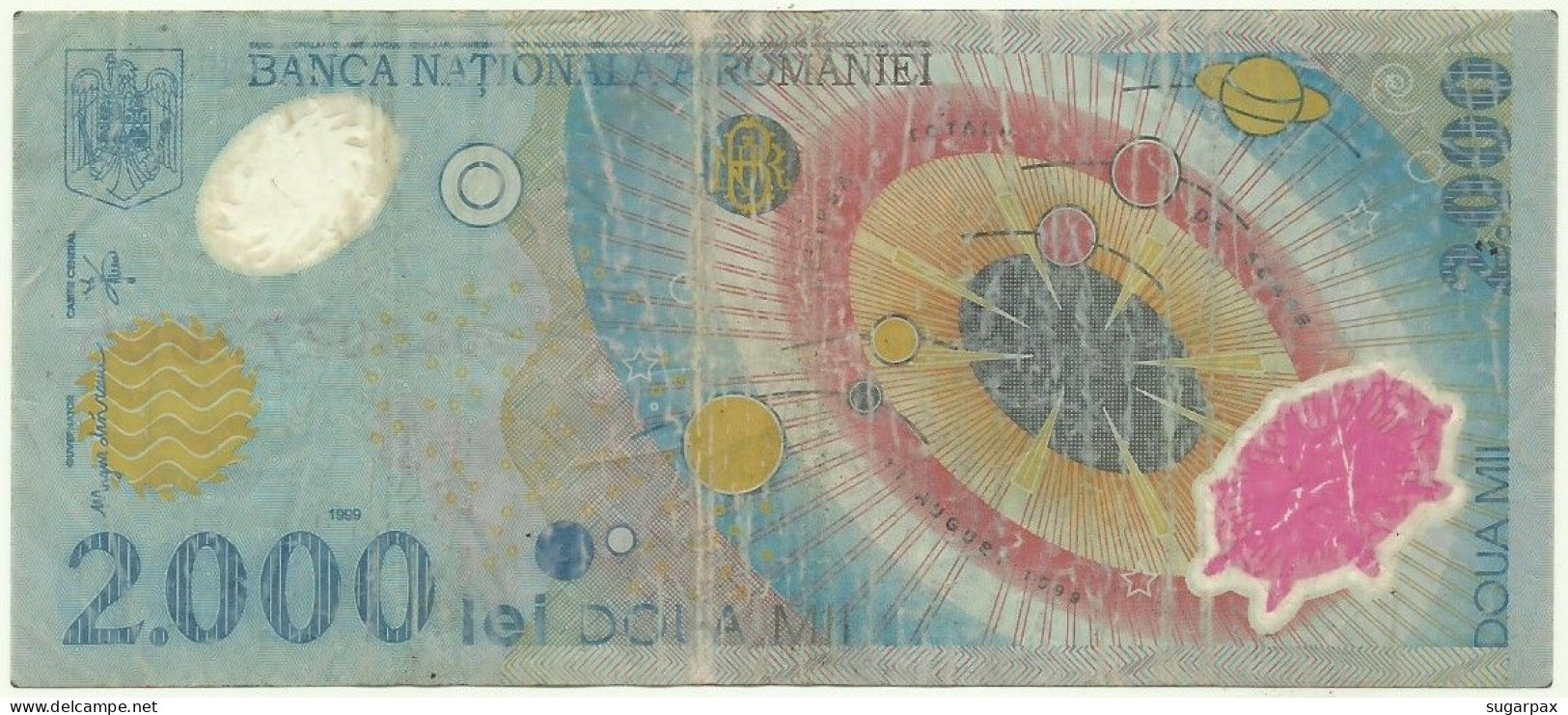 ROMANIA - 2.000 Lei - 1999 - Pick 111.a - Série 008D - Total Solar ECLIPSE Commemorative POLYMER - 2000 - Roumanie