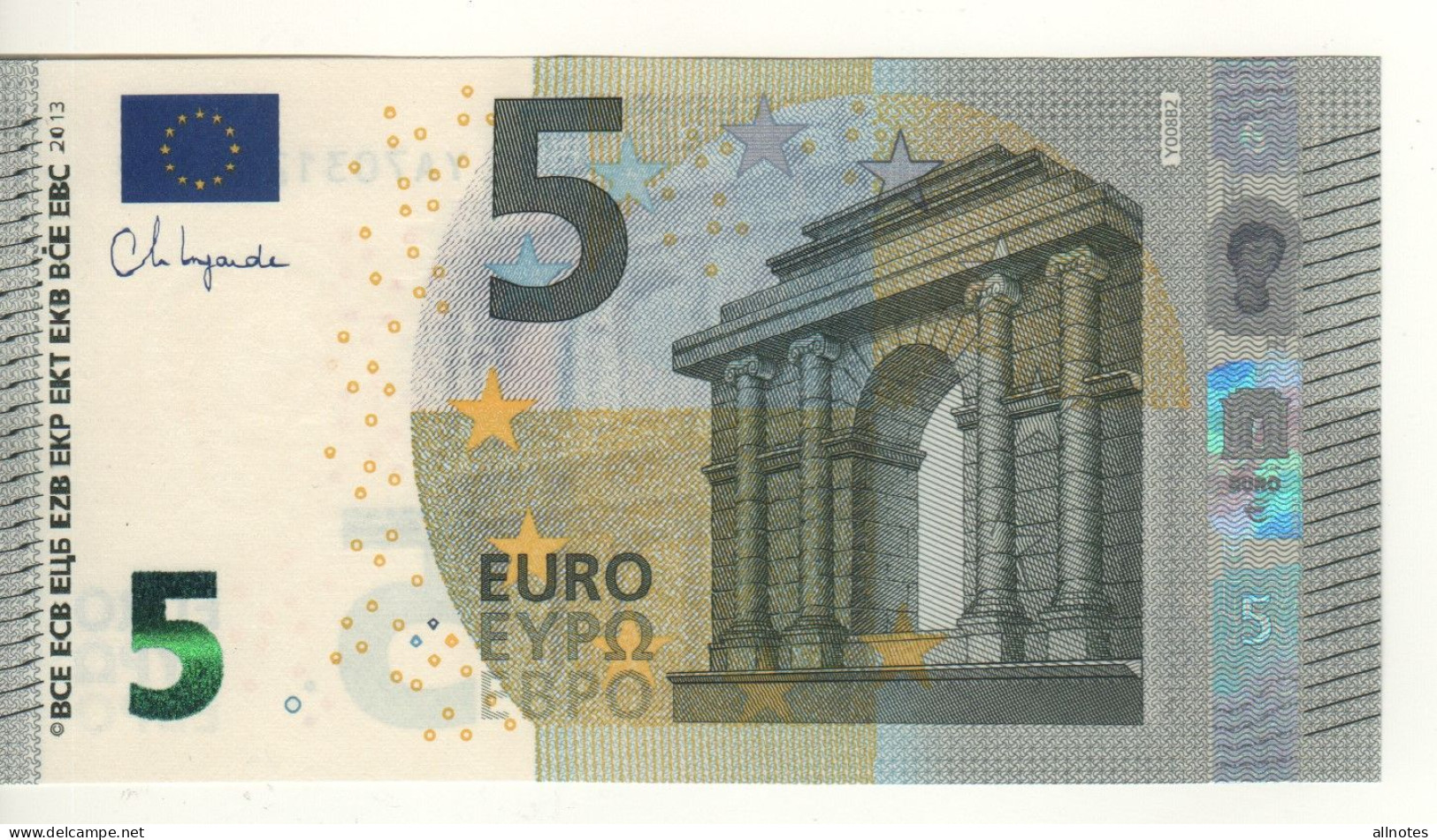 5 EURO  "Greece"   Ch.Lagarde    Y 008 B2   YA7031261879  /  FDS - UNC - 5 Euro