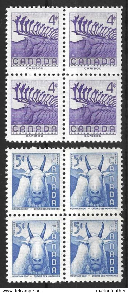 CANADA...QUEEN ELIZABETH II...(1952-22.)....." 1956.."....WILD LIFE...4c X 4 , BLOCK...5c X 4 BLOCK...2 X MNH..4 X  MH.. - Hojas Bloque