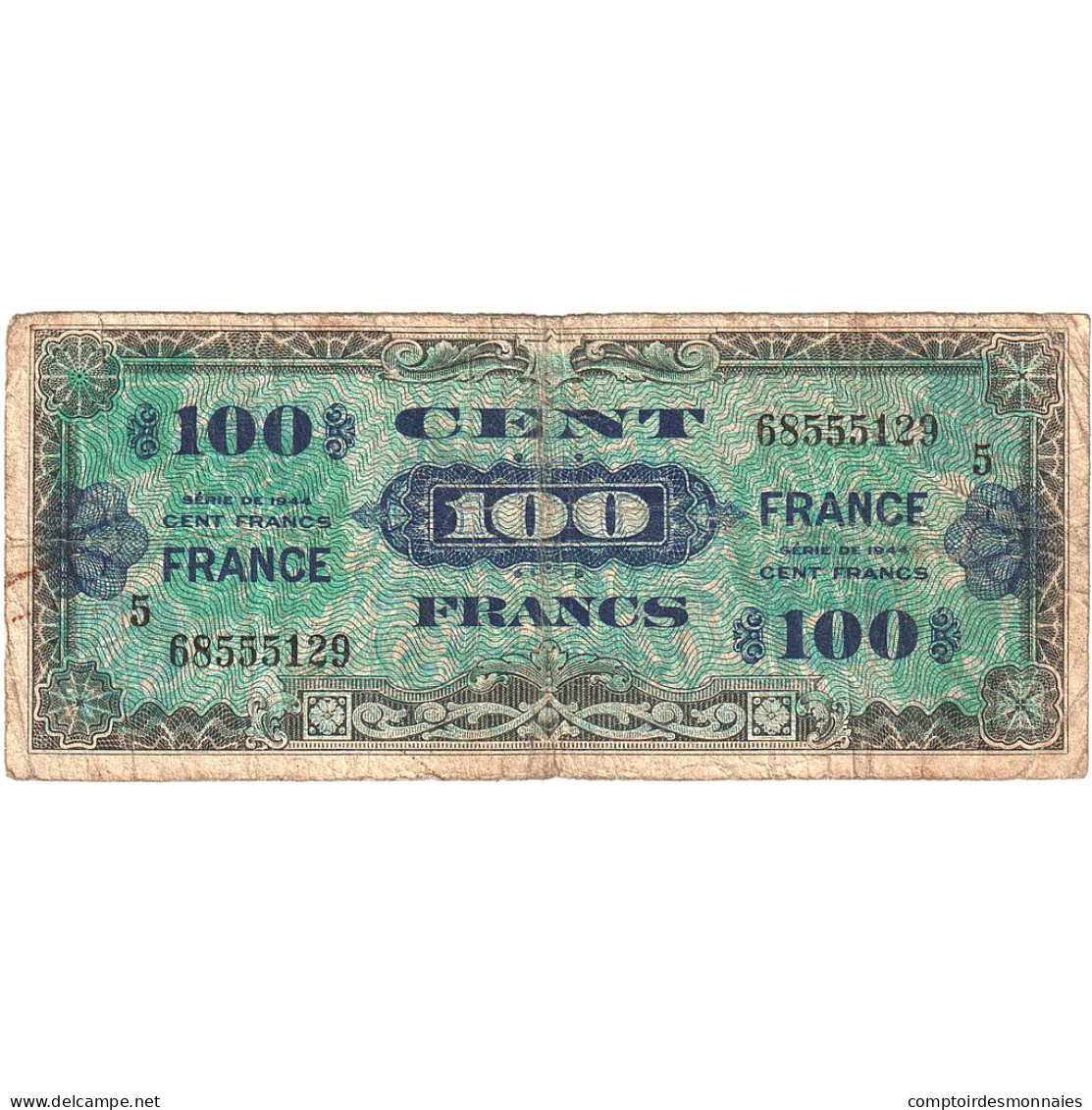 France, 100 Francs, Drapeau/France, 1944, 68555129, TTB+, Fayette:VF25.5 - 1944 Vlag/Frankrijk