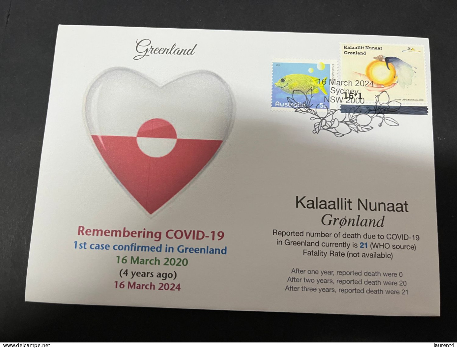 16-3-2024 (3 Y 12) COVID-19 4th Anniversary - Greenland - 16 March 2024 (with Greenland COIVD-19 Stamp) - Malattie