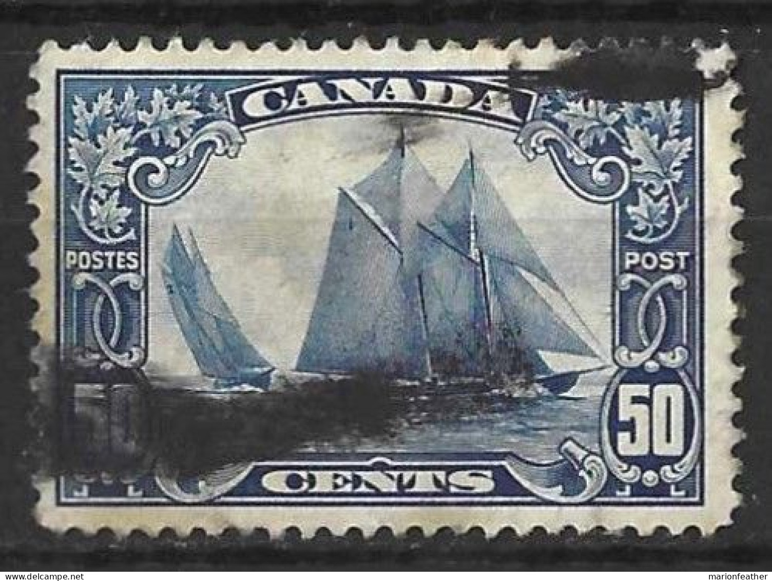 CANADA...KING GEORGE V...(1910-36.)..." 1928.."....50c.....SG284.....POORISH......(CAT.VAL.£55..)....USED... - Oblitérés