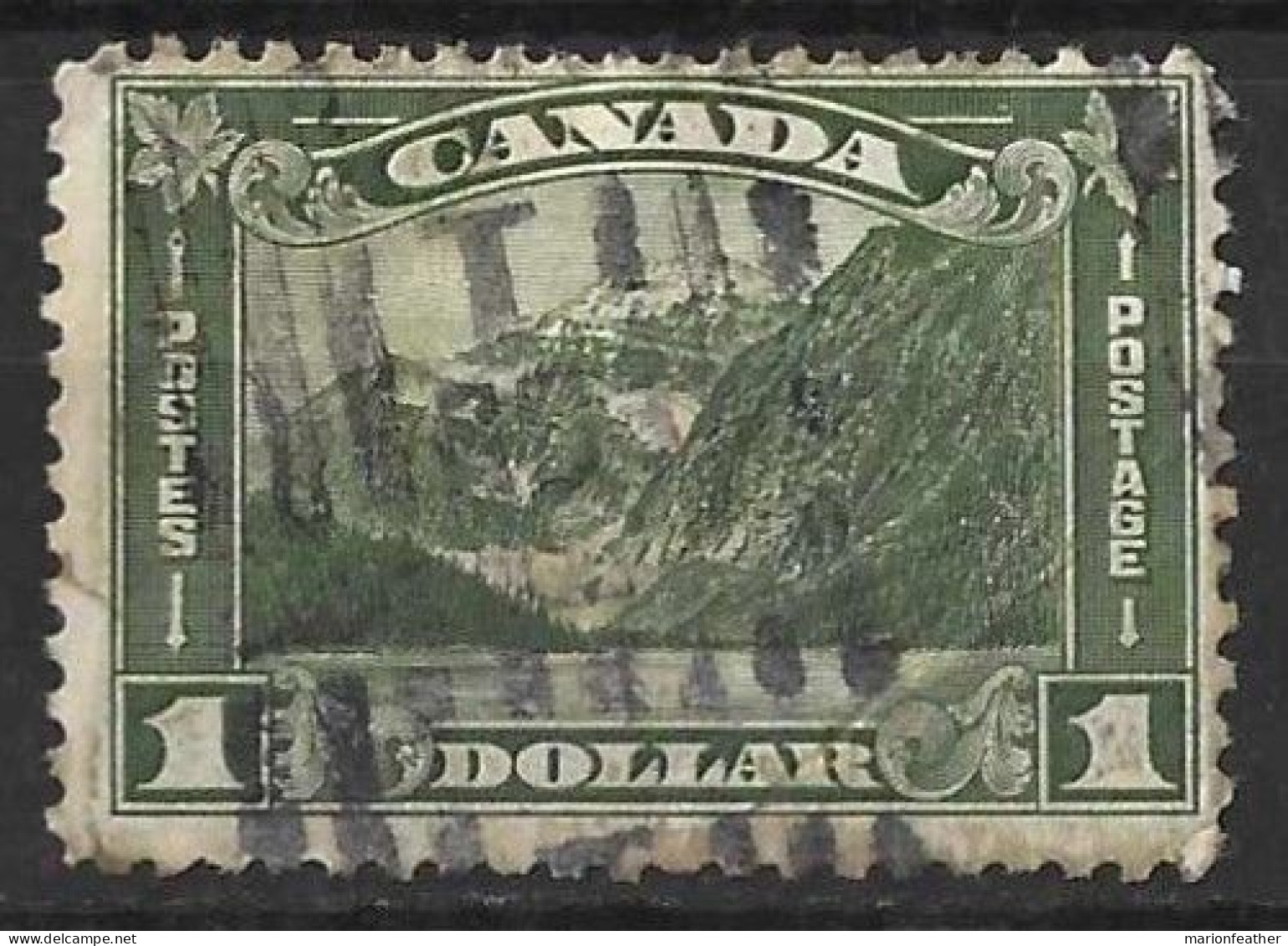 CANADA...KING GEORGE V...(1910-36.)..." 1930.."....$1....SG303.....(CAT.VAL.£40..)..HEAVY CANCEL.....USED... - Usados