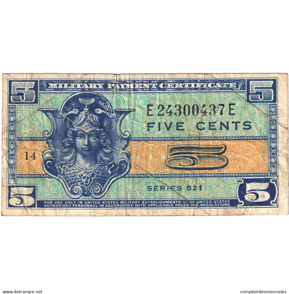 Billet, États-Unis, 5 Cents, Undated (1954), KM:M29a, TB - 1954-1958 - Series 521