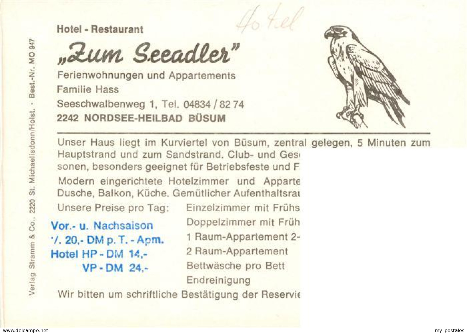 73924745 Buesum_Nordseebad Hotel Restaurant Zum Seeadler Gastraeume Bar - Buesum