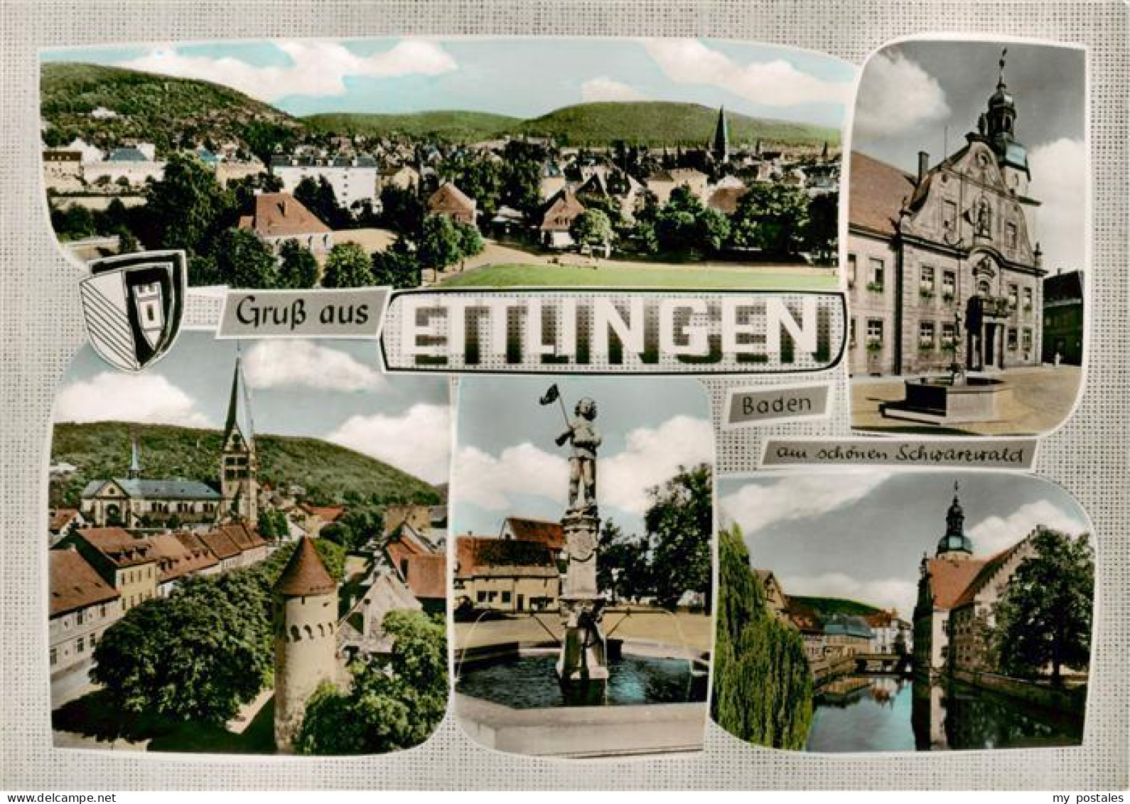 73883701 Ettlingen Panorama Kirche Brunnen Rathaus Ettlingen - Ettlingen