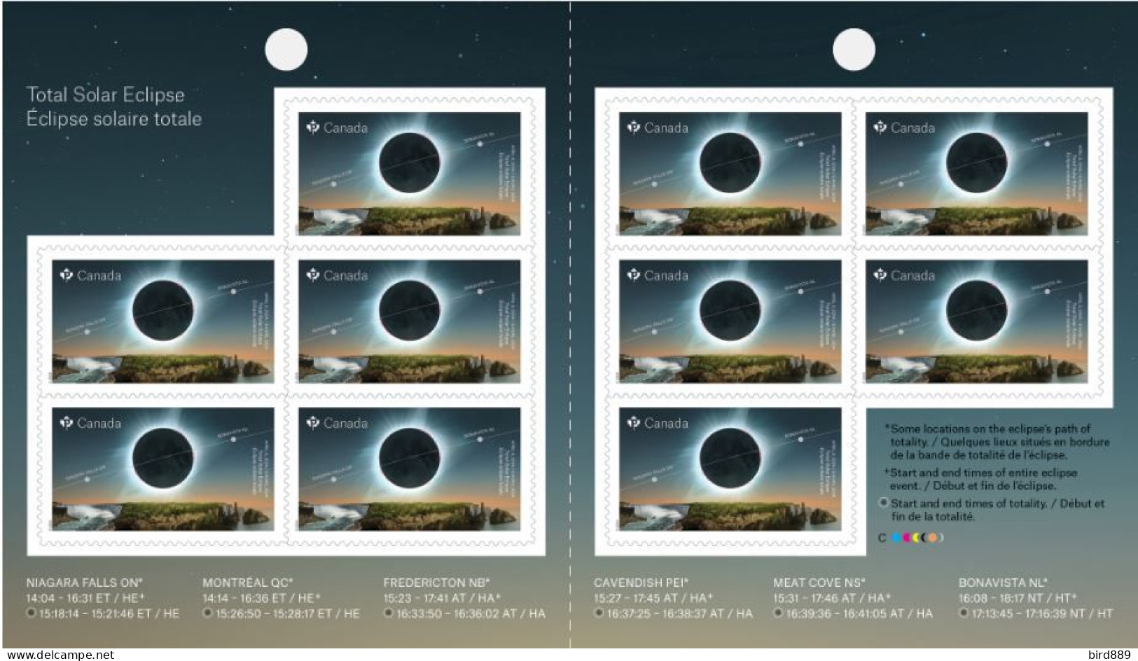 2024 Canada Niagara Falls Solar Eclipse Full Booklet Of 10 MNH - Libretti Completi