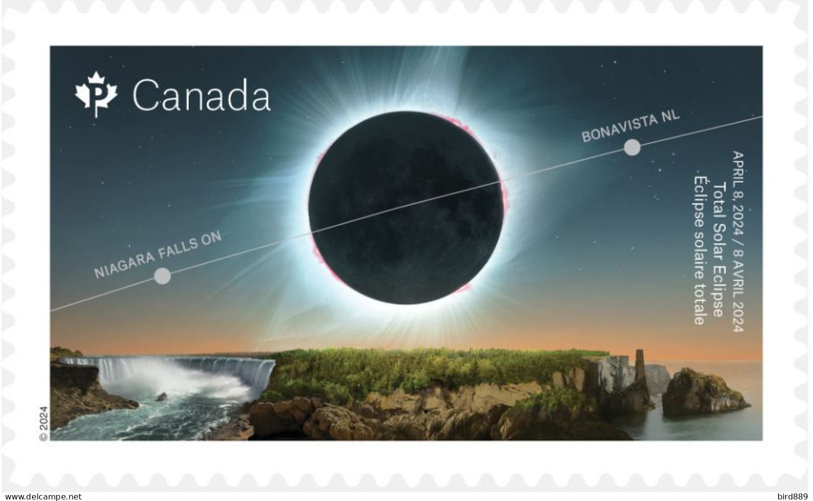 2024 Canada Niagara Falls Solar Eclipse Single Stamp From Booklet MNH - Sellos (solo)