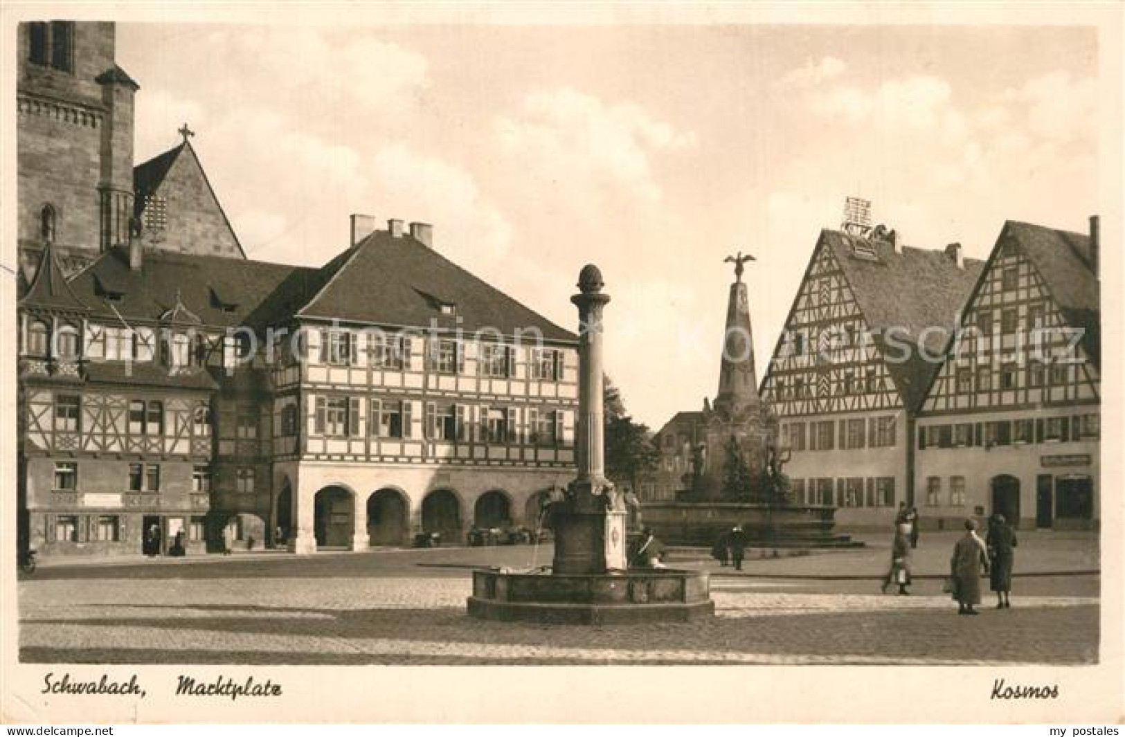 73530003 Schwabach Marktplatz Brunnen Denkmal Fachwerkhaeuser Schwabach - Schwabach