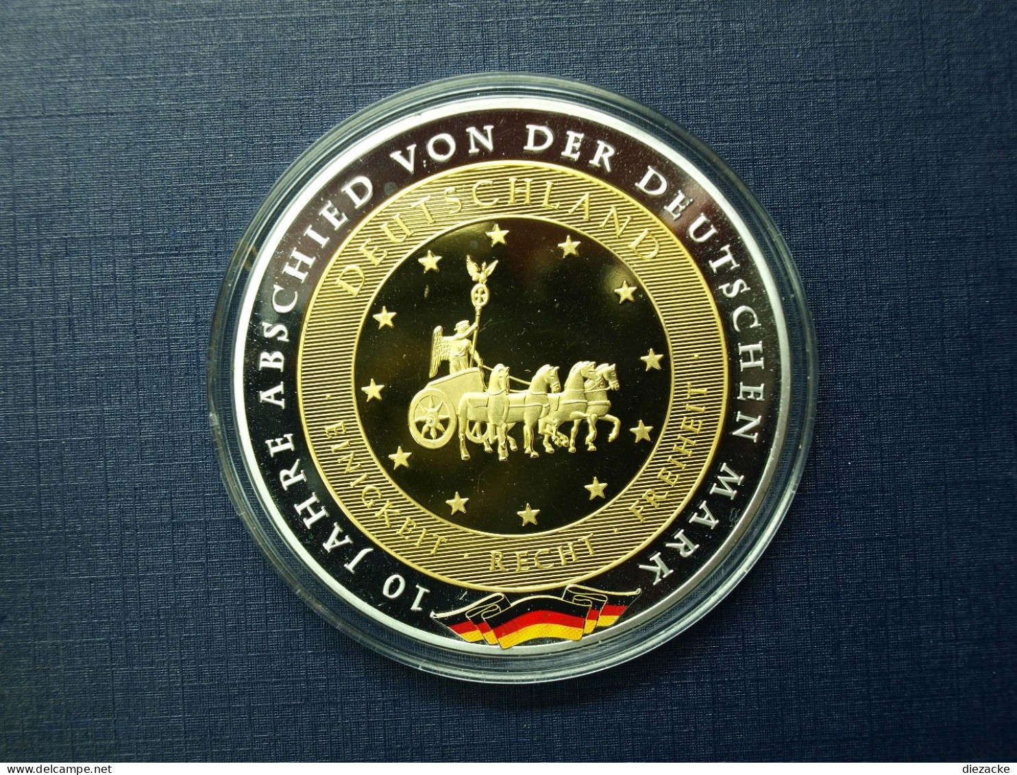 Medaille Gigant 10 Jahre Abschied Von Der Deutschen Mark, 1 Goldmark PP (M4933 - Non Classés
